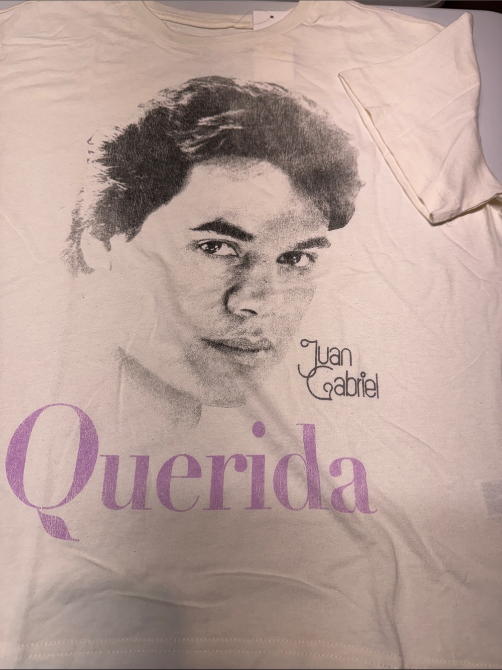 'Querida' Graphic‎ Tee - White with Purple Print